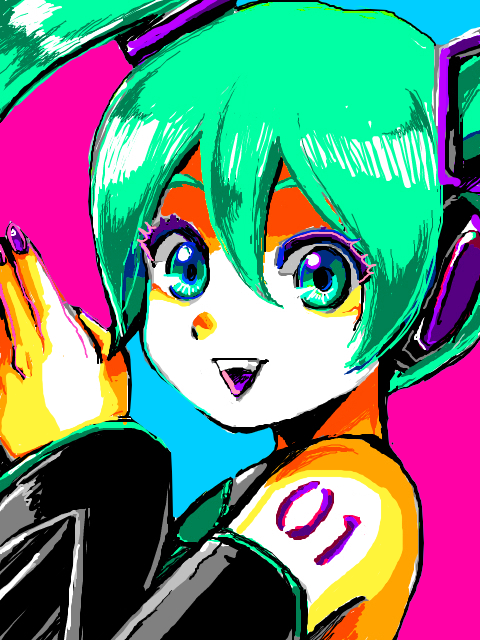 hatsune miku, vocaloid, green eyes, green hair, nail polish