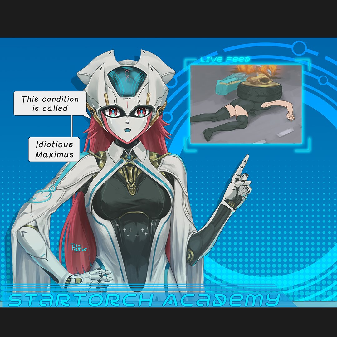 female rover (wuthering waves), rover (wuthering waves), wuthering waves, commentary, english commentary, 1girl, android, aqua pupils, breasts, hand on own hip, hand up, helmet, index finger raised, iricity, jacket, letterboxed, long hair, looking at viewer, medium breasts, n.a.n.a. (wuthering waves), open mouth, pink eyes, pink hair, solo, white jacket