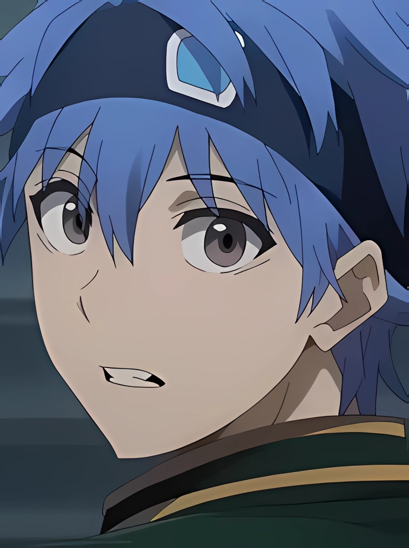 1boy, blue hair, dead account, enishiro souji, grey eyes