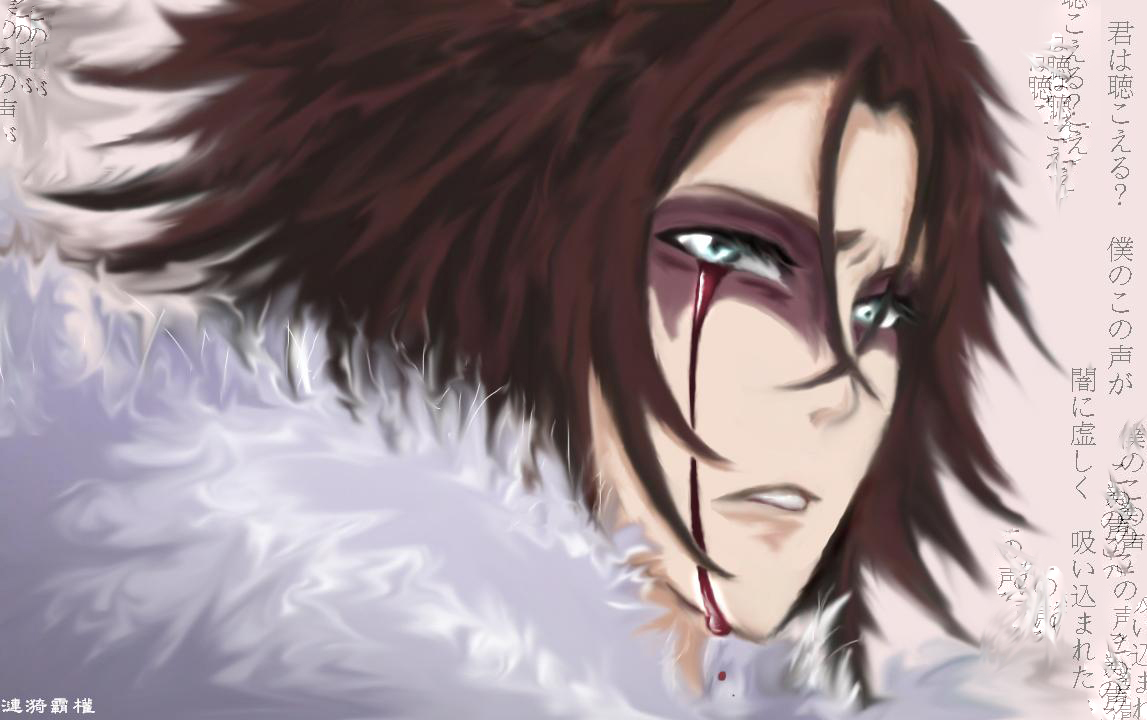 blislife, muramasa, bleach, bleach: zanpakutou ibun hen, translation request, 1boy, blood, brown hair, green eyes, male focus, solo