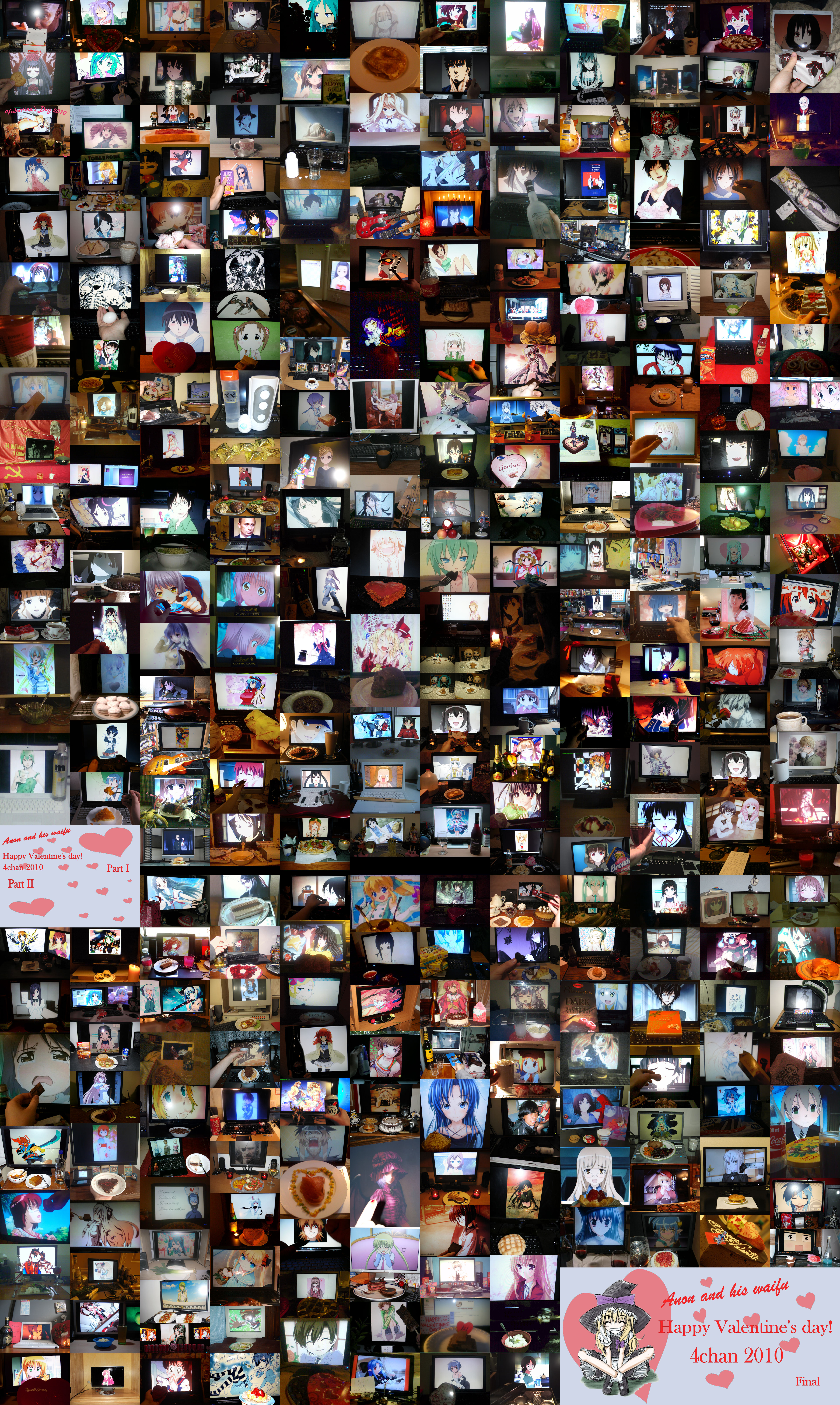 4chan, absurdres, highres, photo (medium), tagme, 2d dating, collage, food, lonely, otaku