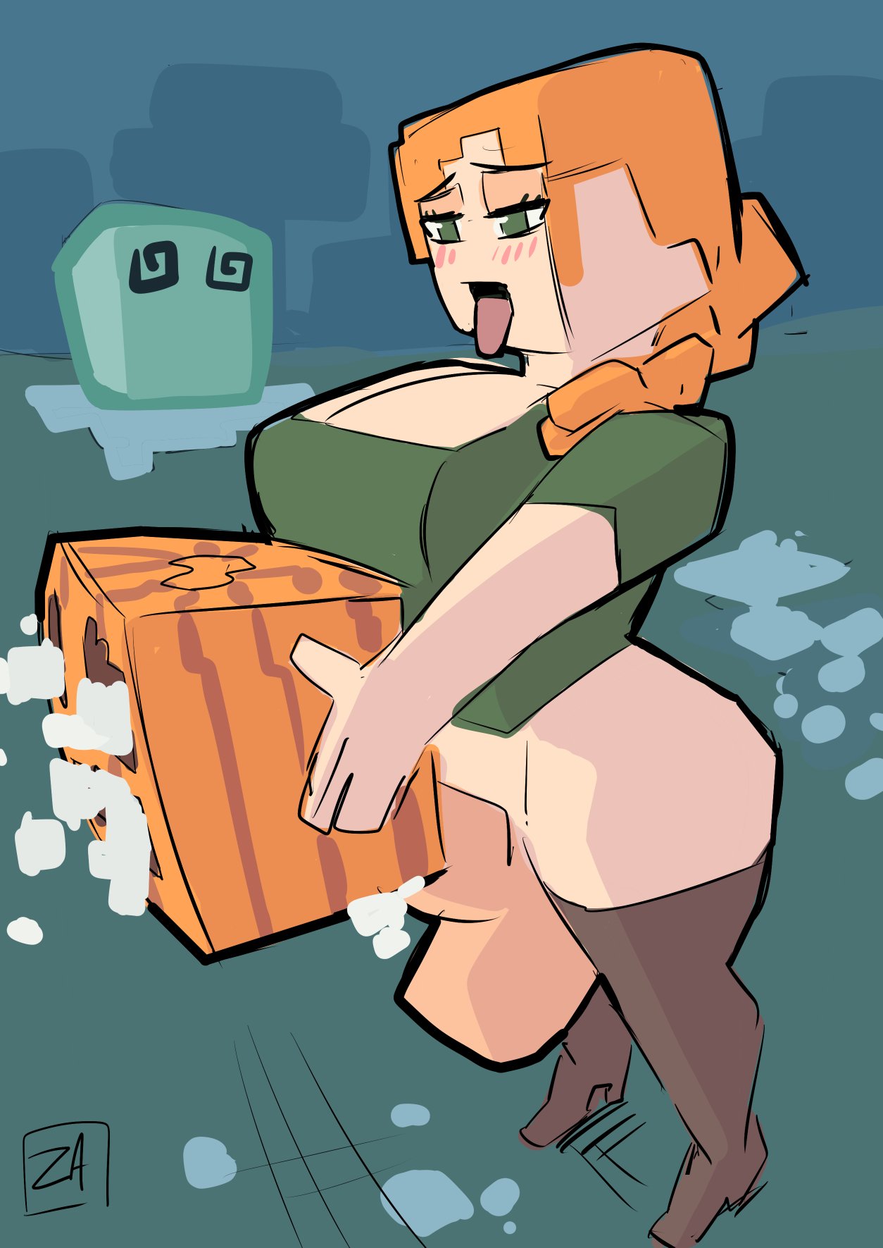 Rule34 – If it exists, there is porn of it / zestysauce, alex (minecraft), slime (minecraft) / 10702422