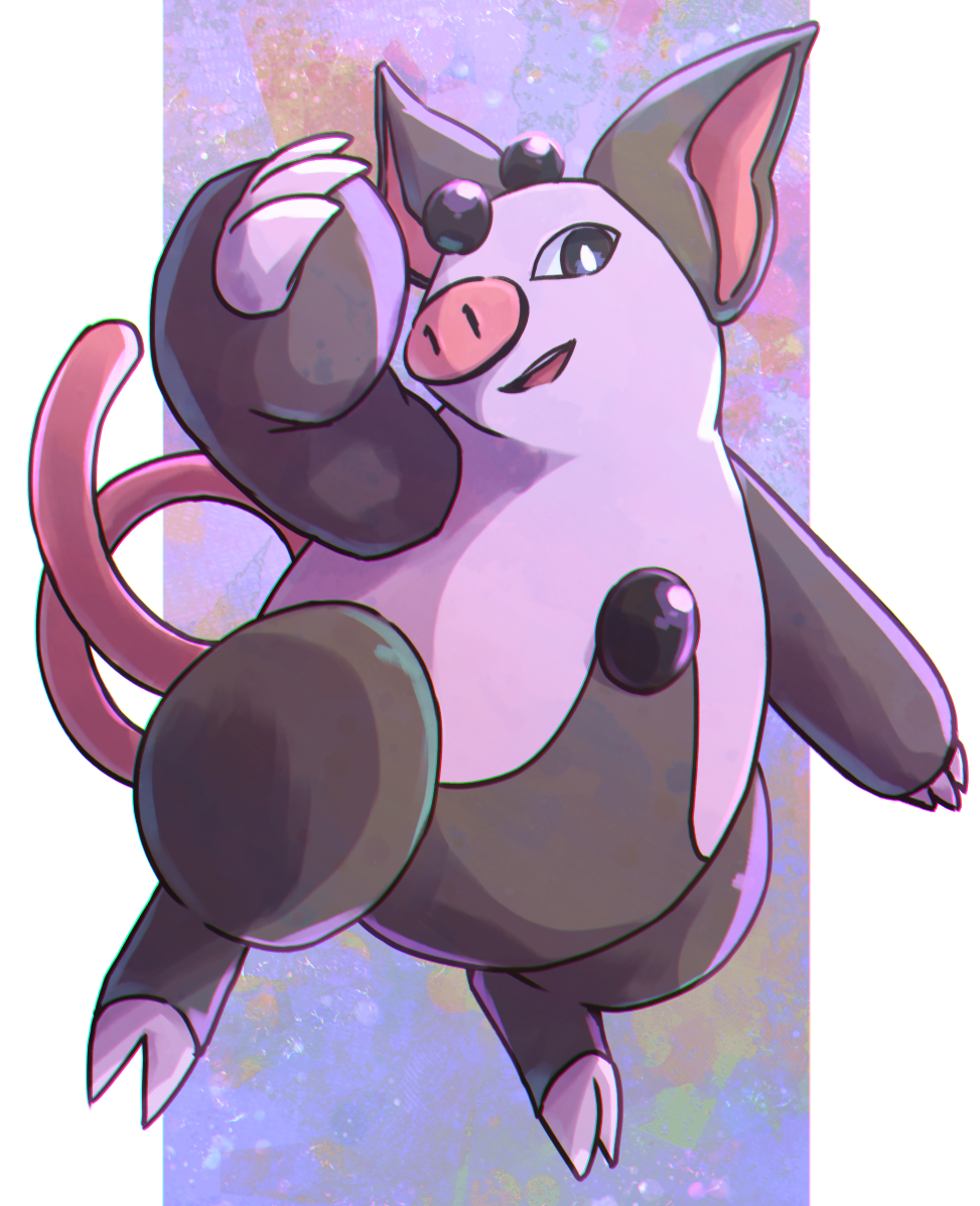 kotobukkii (yt lvlv), grumpig, nintendo, pokemon, commentary request, black eyes, bright pupils, full body, gen 3 pokemon, no humans, nostrils, open mouth, pokemon (creature), smile, solo, teeth, upper teeth only, white pupils