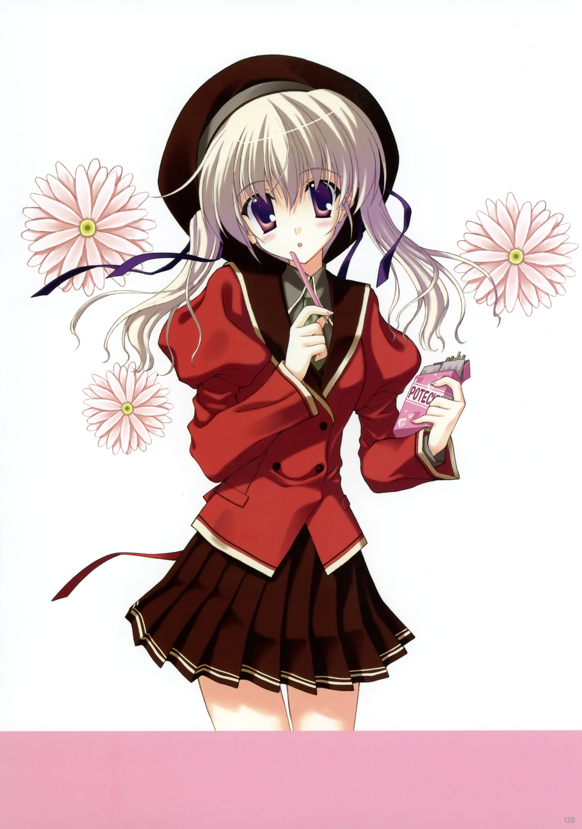 nanao naru, absurdres, highres, blush, food, hat, long hair, skirt, solo