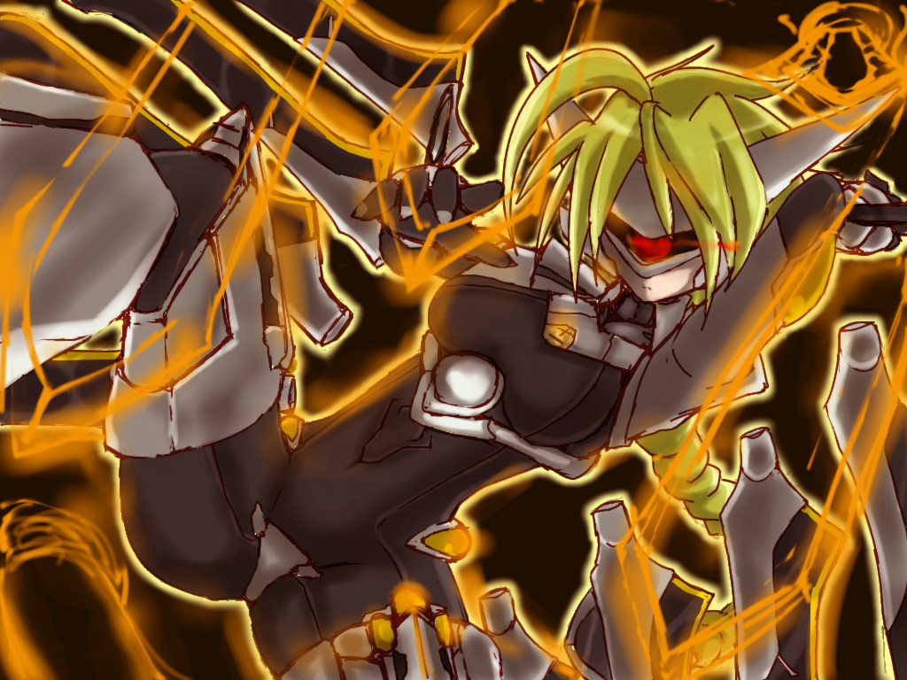 lambda-11, arc system works, blazblue, bad id, bad pixiv id, inactive account, ahoge, blonde hair, braid, long hair