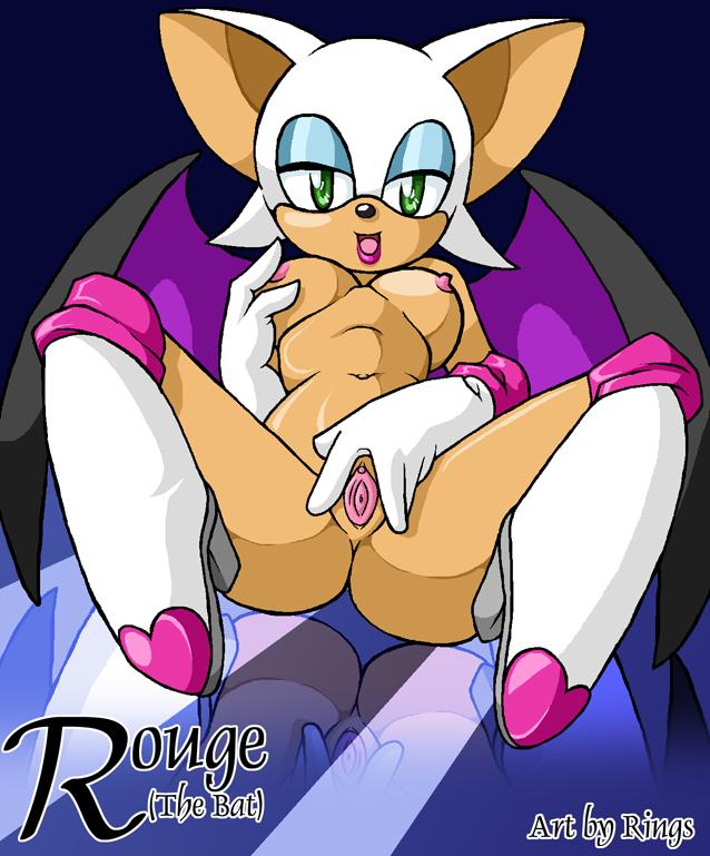 rouge the bat, sonic (series), animal ears, bat wings, breasts, clitoris, furry, gloves, nipples, pussy, smile, solo, spread pussy, uncensored, wings