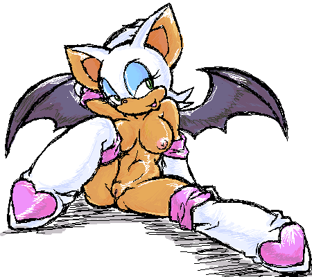 rouge the bat, sonic (series), lowres, 1girl, animal ears, bat wings, breasts, cleft of venus, female focus, furry, furry female, gloves, nipples, pussy, smile, solo, spread legs, uncensored, wings