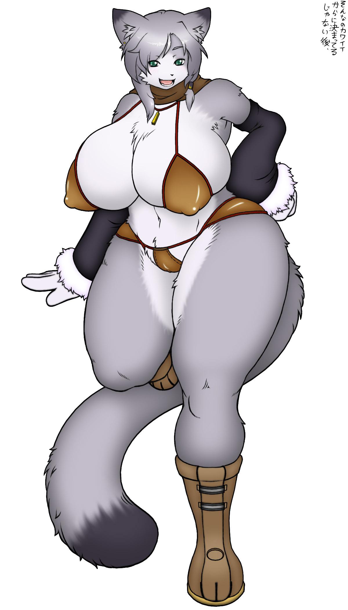 artist request, highres, source request, breasts, cleavage, curvy, furry, hip focus, huge breasts, large breasts, legs, tail, thick thighs, thighs, wide hips