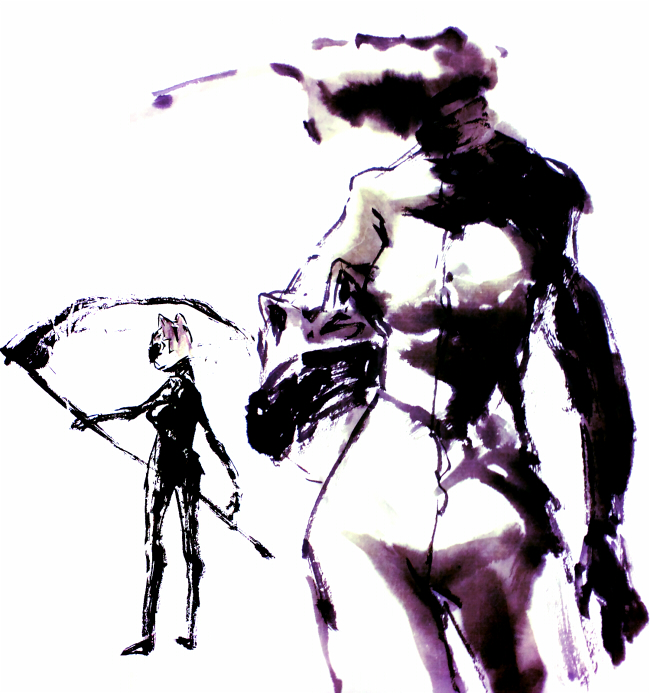 matsuda (louol), matsuta, celty sturluson, durarara!!, bad id, bad pixiv id, 1girl, animal ears, biker clothes, bikesuit, bodysuit, cat ears, darkness, dullahan, headless, helmet, ink, motorcycle helmet, scythe, unworn headwear, unworn helmet