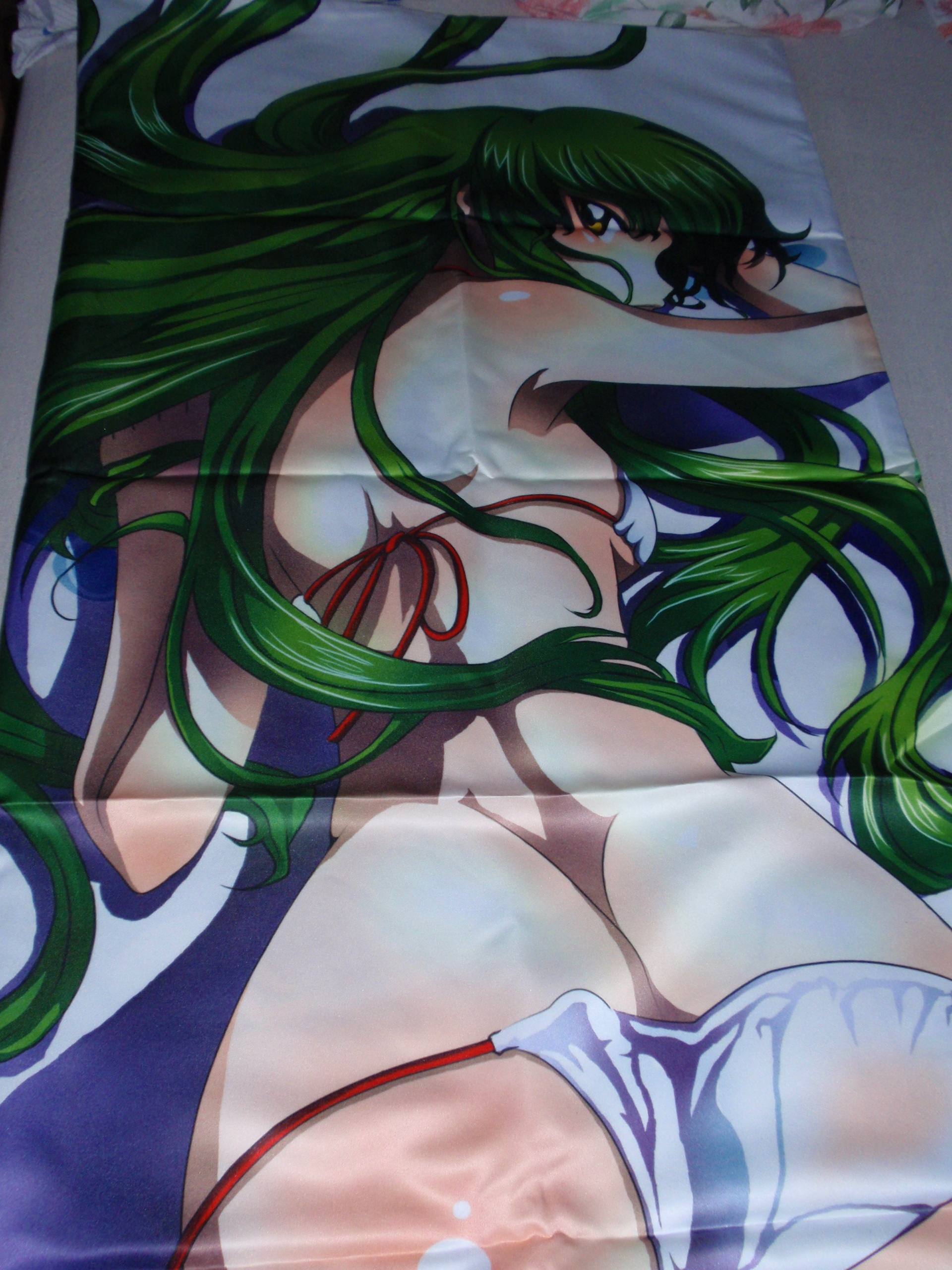 c.c., code geass, absurdres, artist request, highres, ass, butt crack, dakimakura (medium), green hair, huge ass, looking back