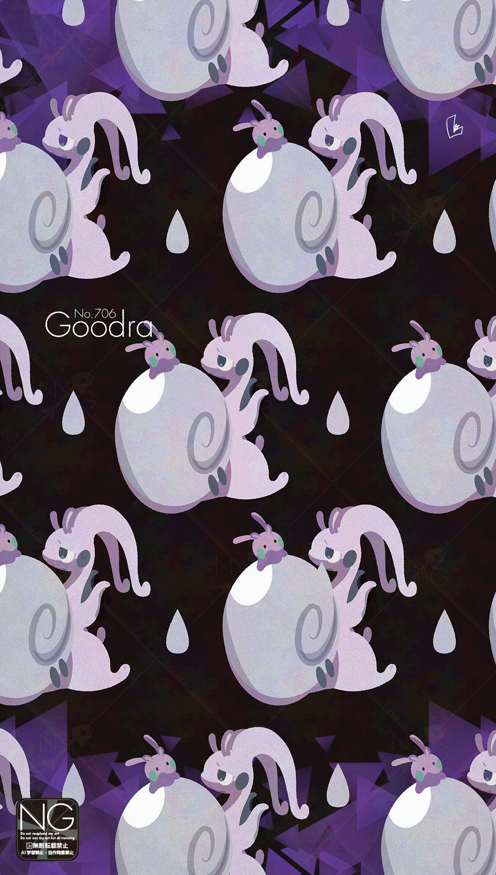 meme (sleepsheep), goomy, hisuian goodra, nintendo, pokemon, commentary, highres, symbol-only commentary, animal focus, gen 6 pokemon, grey eyes, headscarf, no humans, pokemon (creature), pokemon focus, shell, slug, snail, solid circle eyes, water drop, white headscarf