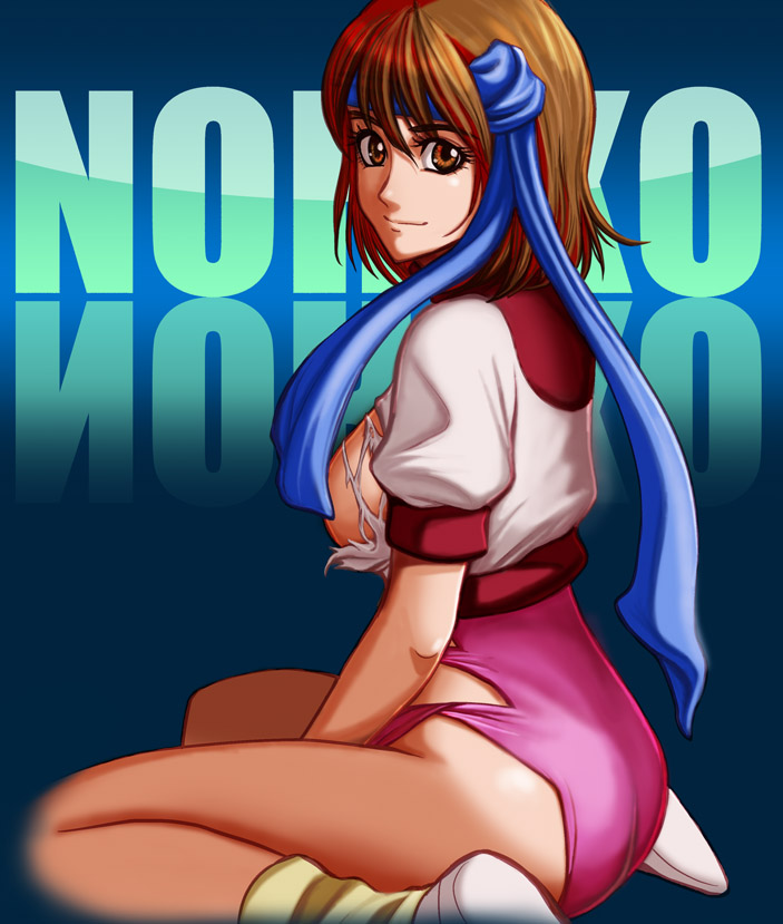 el blanco, takaya noriko, top wo nerae!, top wo nerae! (series), bad id, bad pixiv id, 1girl, ass, breasts, censored, convenient censoring, female focus, headband, large breasts, leotard, sideboob, solo, torn clothes