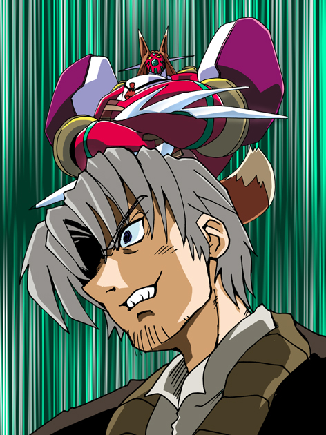 monrymasa, craft lawrence, holo, shin getter-1, getter robo, shin getter robo, spice and wolf, silver hair, animal ears, grin, jewelry, mecha, necklace, parody, robot, smile, style parody, tail, wolf ears, wolf tail