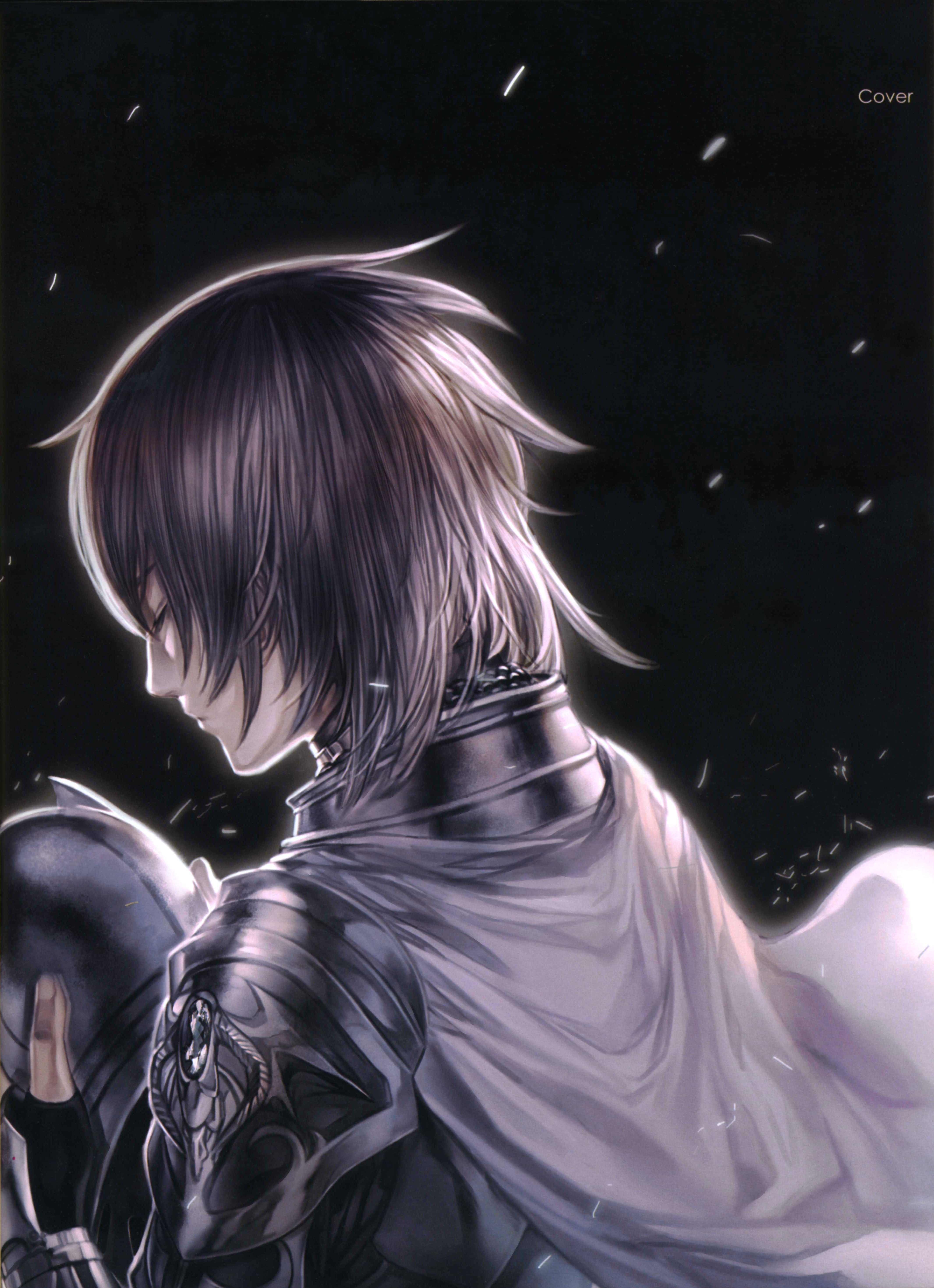 krenz, original, silver hair, absurdres, highres, 1boy, armor, closed eyes, helmet, knight, male focus, solo