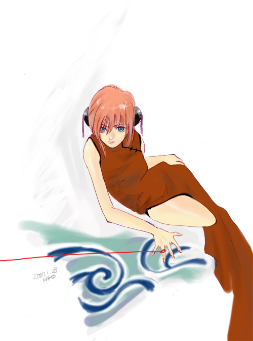 kagura (gintama), gintama, bun cover, china dress, chinese clothes, double bun, dress, solo