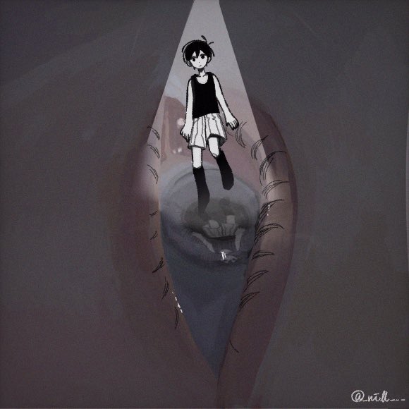 omori (omori), omori, 1boy, antenna hair, black socks, black tank top, closed mouth, colored skin, double-parted bangs, expressionless, hair between eyes, kneehighs, looking at viewer, male focus, nill (nill), short hair, shorts, socks, solo, striped clothes, striped shorts, tank top, vertical-striped clothes, vertical-striped shorts, white shorts, white skin