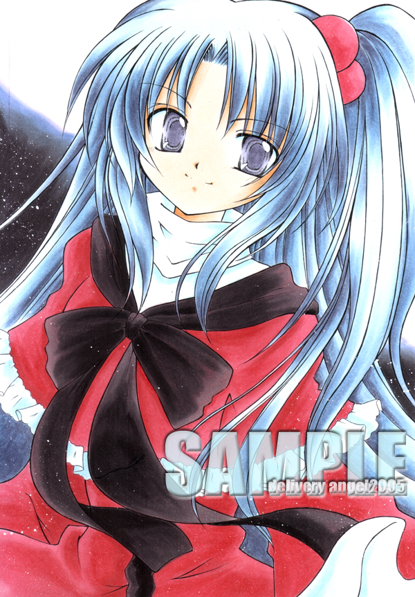 kazra, shinki (touhou), mystic square, touhou, touhou (pc-98), silver hair, bad id, bad pixiv id, 1girl, female focus, grey eyes, long hair, sample watermark, solo, standing, watermark