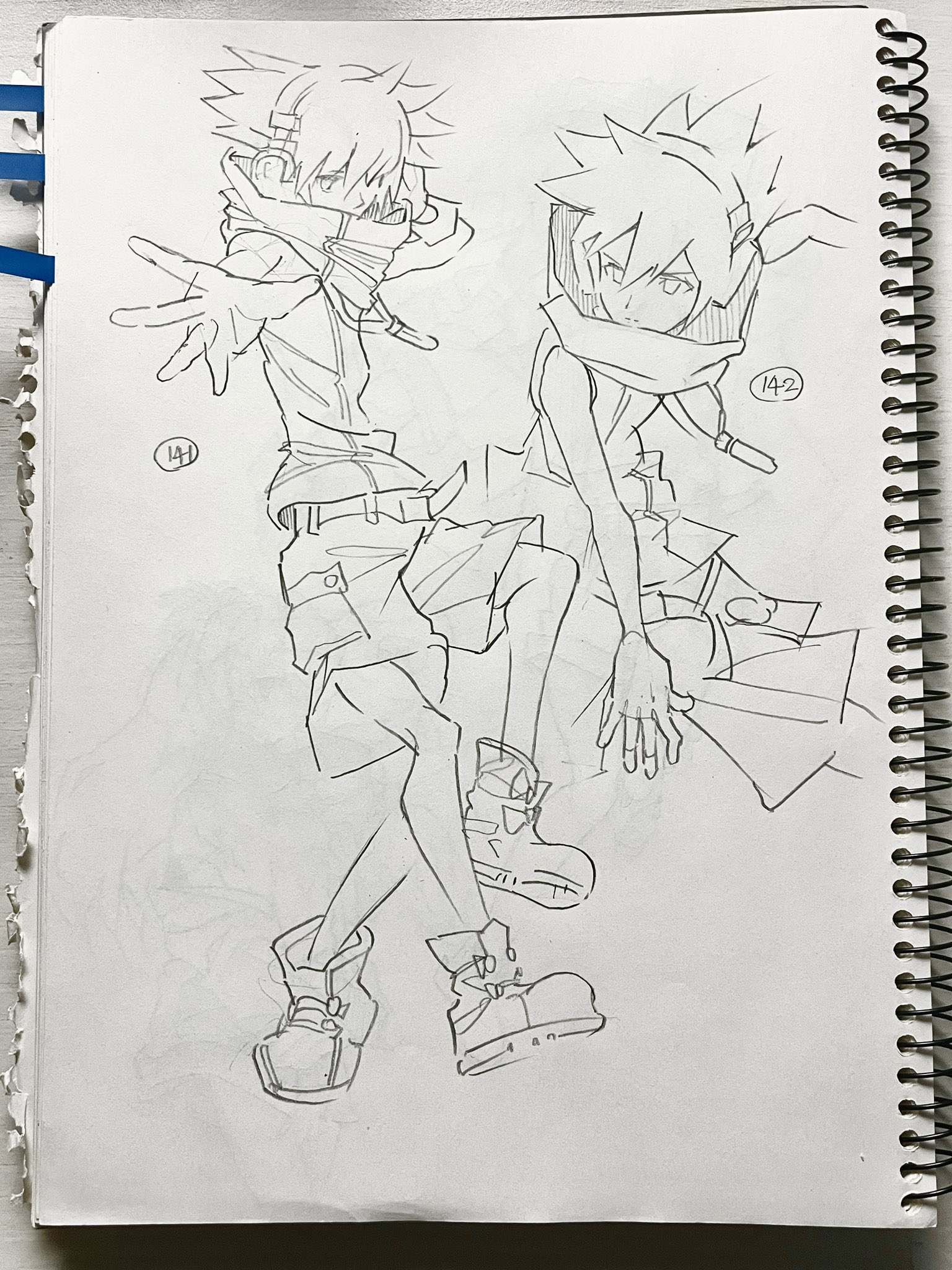 sakuraba neku, subarashiki kono sekai, 1boy, hand on headphones, headphones, high collar, male focus, mp3 player, outstretched hand, shirt, shorts, sleeveless, sleeveless shirt, spiked hair