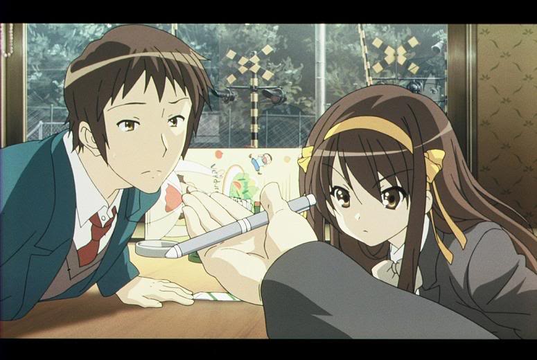 kyon, suzumiya haruhi, suzumiya haruhi no shoushitsu, suzumiya haruhi no yuuutsu, 10s, alternate costume, alternate hairstyle, kouyouen academy school uniform, official alternate hair length, official alternate hairstyle, pen, school uniform