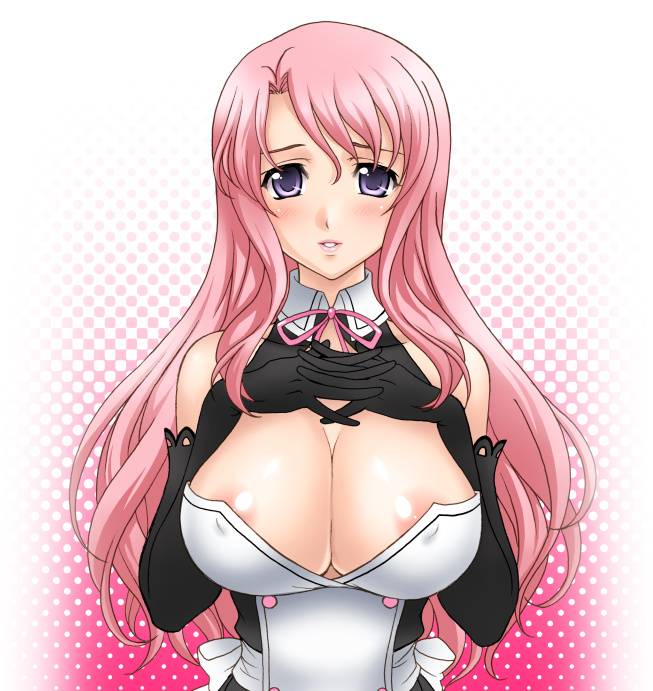 yukkyun, rui (dream c club), dream c club, dream c club (series), blush, breasts, cleavage, nipples, smile