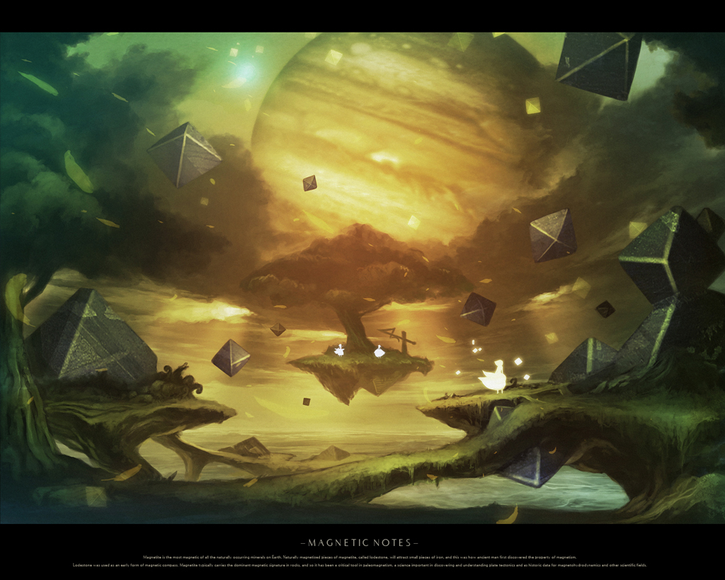 chitose rin, rel, original, cloud, floating island, jupiter (planet), landscape, letterboxed, magnet, planet, scenery, science fiction, tree