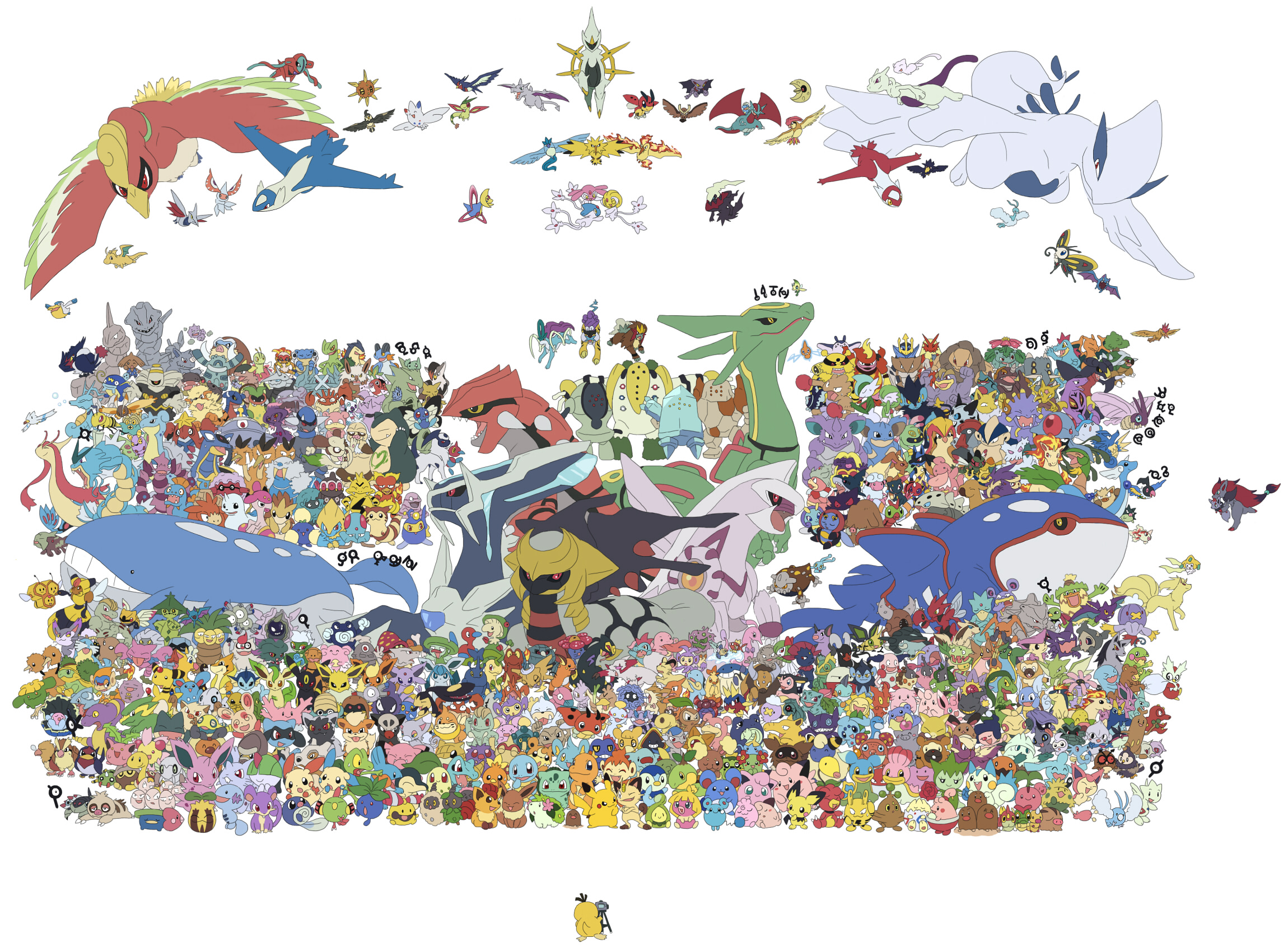 ibui matsumoto, abomasnow, abra, absol, aerodactyl, aggron, aipom, alakazam, altaria, ambipom, ampharos, anorith, arbok, arcanine, arceus, ariados, armaldo, aron, articuno, azumarill, azurill, bagon, baltoy, banette, barboach, bastiodon, bayleef, beautifly, beedrill, beldum, bellossom, bellsprout, bibarel, bidoof, blastoise, blaziken, blissey, bonsly, breloom, bronzong, bronzor, budew, buizel, bulbasaur, buneary, burmy, burmy (plant), burmy (sandy), burmy (trash), butterfree, cacnea, cacturne, camerupt, carnivine, carvanha, cascoon, castform, castform (normal), caterpie, celebi, chansey, charizard, charmander, charmeleon, chatot, cherrim, cherrim (sunshine), cherubi, chikorita, chimchar, chimecho, chinchou, chingling, clamperl, claydol, clefable, clefairy, cleffa, cloyster, combee, corphish, corsola, cradily, cranidos, crawdaunt, cresselia, crobat, croconaw, cubone, cyndaquil, darkrai, delcatty, delibird, deoxys, deoxys (normal), dewgong, dialga, diglett, ditto, dodrio, doduo, donphan, dragonair, dragonite, drapion, dratini, drifblim, drifloon, drowzee, dugtrio, dunsparce, dusclops, dusknoir, duskull, dustox, eevee, ekans, electabuzz, electivire, electrike, electrode (pokemon), elekid, empoleon, entei, espeon, exeggcute, exeggutor, exploud, farfetch'd, fearow, feebas, feraligatr, finneon, flaaffy, flareon, floatzel, flygon, forretress, froslass, furret, gabite, gallade, garchomp, gardevoir, gastly, gastrodon, gastrodon (east), gastrodon (west), gengar, geodude, gible, girafarig, giratina, giratina (altered), glaceon, glalie, glameow, gligar, gliscor, gloom (pokemon), golbat, goldeen, golduck, golem (pokemon), gorebyss, granbull, graveler, grimer, grotle, groudon, grovyle, growlithe, grumpig, gulpin, gyarados, happiny, hariyama, haunter, heatran, heracross, hippopotas, hippopotas (male), hippowdon, hippowdon (male), hitmonchan, hitmonlee, hitmontop, ho-oh, honchkrow, hoothoot, hoppip, horsea, houndoom, houndour, huntail, hypno, igglybuff, illumise, infernape, ivysaur, jigglypuff, jirachi, jolteon, jumpluff, jynx, kabuto (pokemon), kabutops, kadabra, kakuna, kangaskhan, kecleon, kingdra, kingler, kirlia, koffing, krabby, kricketot, kricketune, kyogre, lairon, lanturn, lapras, larvitar, latias, latios, leafeon, ledian, ledyba, lickilicky, lickitung, lileep, linoone, lombre, lopunny, lotad, loudred, lucario, ludicolo, lugia, lumineon, lunatone, luvdisc, luxio, luxray, machamp, machoke, machop, magby, magcargo, magikarp, magmar, magmortar, magnemite, magneton, magnezone, makuhita, mamoswine, manaphy, manectric, mankey, mantine, mantyke, mareep, marill, marowak, marshtomp, masquerain, mawile, medicham, meditite, meganium, meowth, metagross, metang, metapod, mew (pokemon), mewtwo, mightyena, milotic, miltank, mime jr., minun, mismagius, moltres, monferno, mothim, mr. mime, mudkip, muk, munchlax, murkrow, natu, nidoking, nidoqueen, nidoran, nidoran (female), nidoran (male), nidorina, nidorino, nincada, ninetales, ninjask, noctowl, nosepass, numel, nuzleaf, octillery, oddish, omanyte, omastar, onix, pachirisu, palkia, paras, parasect, pelipper, phanpy, phione, pichu, pidgeot, pidgeotto, pidgey, pikachu, piloswine, pineco, pinsir, piplup, plusle, politoed, poliwag, poliwhirl, poliwrath, ponyta, poochyena, porygon, porygon-z, porygon2, primeape, prinplup, probopass, psyduck, pupitar, purugly, quagsire, quilava, qwilfish, raichu, raikou, ralts, rampardos, rapidash, raticate, rattata, rayquaza, regice, regigigas, regirock, registeel, relicanth, remoraid, rhydon, rhyhorn, rhyperior, riolu, roselia (pokemon), roserade, rotom, rotom (normal), sableye, salamence, sandshrew, sandslash, sceptile, scizor, scyther, seadra, seaking, sealeo, seedot, seel, sentret, seviper, sharpedo, shaymin, shaymin (land), shedinja, shelgon, shellder, shellos, shellos (east), shellos (west), shieldon, shiftry, shinx, shroomish, shuckle, shuppet, silcoon, skarmory, skiploom, skitty, skorupi, skuntank, slaking, slakoth, slowbro, slowking, slowpoke, slugma, smeargle, smoochum, sneasel, snorlax, snorunt, snover, snubbull, solrock, spearow, spheal, spinarak, spinda, spiritomb, spoink, squirtle, stantler, staraptor, staravia, starly, starmie, staryu, steelix, stunky, sudowoodo, suicune, sunflora, sunkern, swablu, swalot, swampert, swellow, swinub, taillow, tangela, tangrowth, tauros, teddiursa, tentacool, tentacruel, togekiss, togepi, togetic, torchic, torkoal, torterra, totodile, toxicroak, trapinch, treecko, tropius, turtwig, typhlosion, tyranitar, tyrogue, umbreon, unown, unown !, unown ?, unown a, unown b, unown c, unown d, unown e, unown f, unown g, unown h, unown i, unown j, unown k, unown l, unown m, unown n, unown o, unown p, unown q, unown r, unown s, unown t, unown u, unown v, unown w, unown x, unown y, unown z, ursaring, vaporeon, venomoth, venonat, venusaur, vespiquen, vibrava, victreebel, vigoroth, vileplume, volbeat, voltorb, vulpix, wailmer, wailord, walrein, wartortle, weavile, weedle, weepinbell, weezing, whiscash, whismur, wigglytuff, wingull, wobbuffet, wooper, wormadam, wormadam (plant), wormadam (sandy), wormadam (trash), wurmple, wynaut, xatu, yanma, yanmega, zangoose, zapdos, zigzagoon, zoroark, zorua, zubat, nintendo, pokemon, pokemon bw, pokemon dppt, pokemon gsc, pokemon rgby, pokemon rse, persian, annotation request, highres, translated, 00s, 10s, 1990s (style), absolutely everyone, absurdly detailed composition, alternate form, camera, everyone, fire, flame-tipped tail, gen 1 pokemon, gen 2 pokemon, gen 3 pokemon, gen 4 pokemon, gen 5 pokemon, legendary pokemon, mythical pokemon, pokemon (creature), retro artstyle, starter pokemon trio, tail, tripod