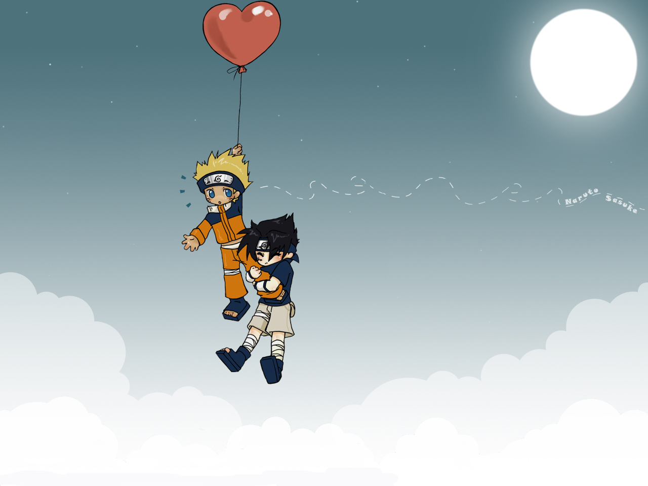 uchiha sasuke, uzumaki naruto, naruto (classic), naruto (series), artist request, 2boys, balloon, multiple boys