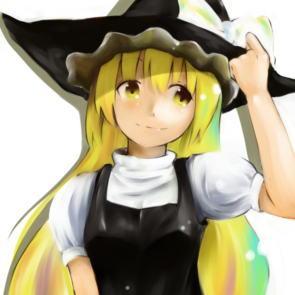 siba (joker), kirisame marisa, touhou, bad id, bad pixiv id, 1girl, blonde hair, female focus, hat, long hair, solo, yellow eyes