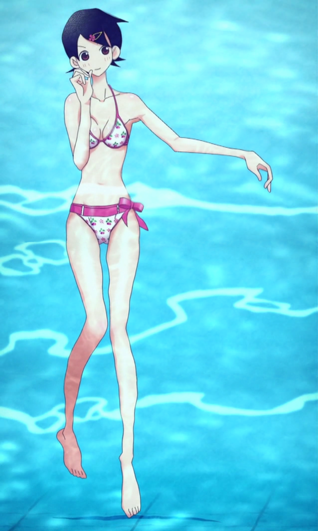 fuura kafuka, sayonara zetsubou sensei, tagme, 00s, bikini, pool, swimsuit, white bikini
