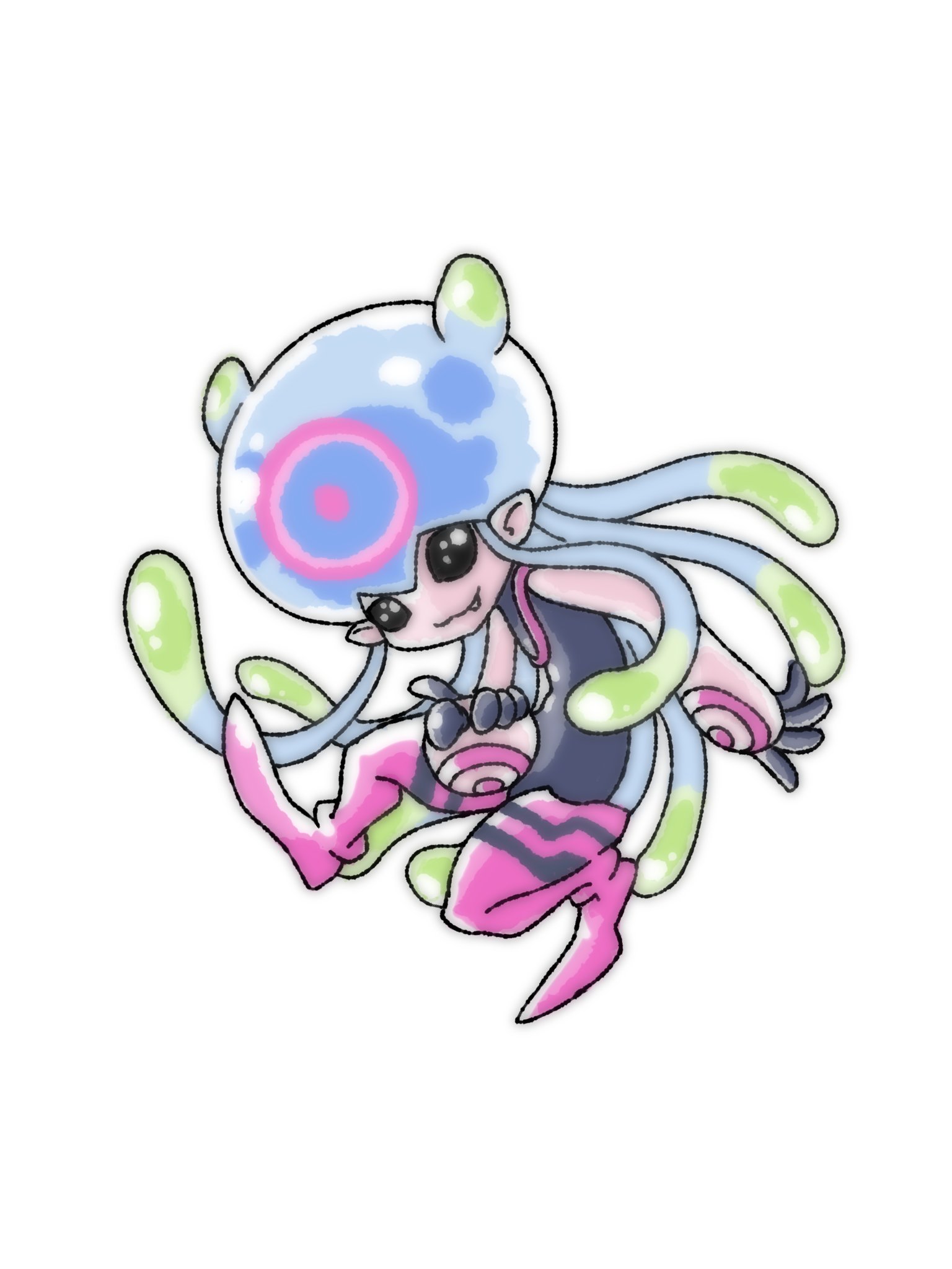 jellymon, digimon, digimon (creature), jellyfish girl, monster girl, revimon, tentacle hair, tentacles