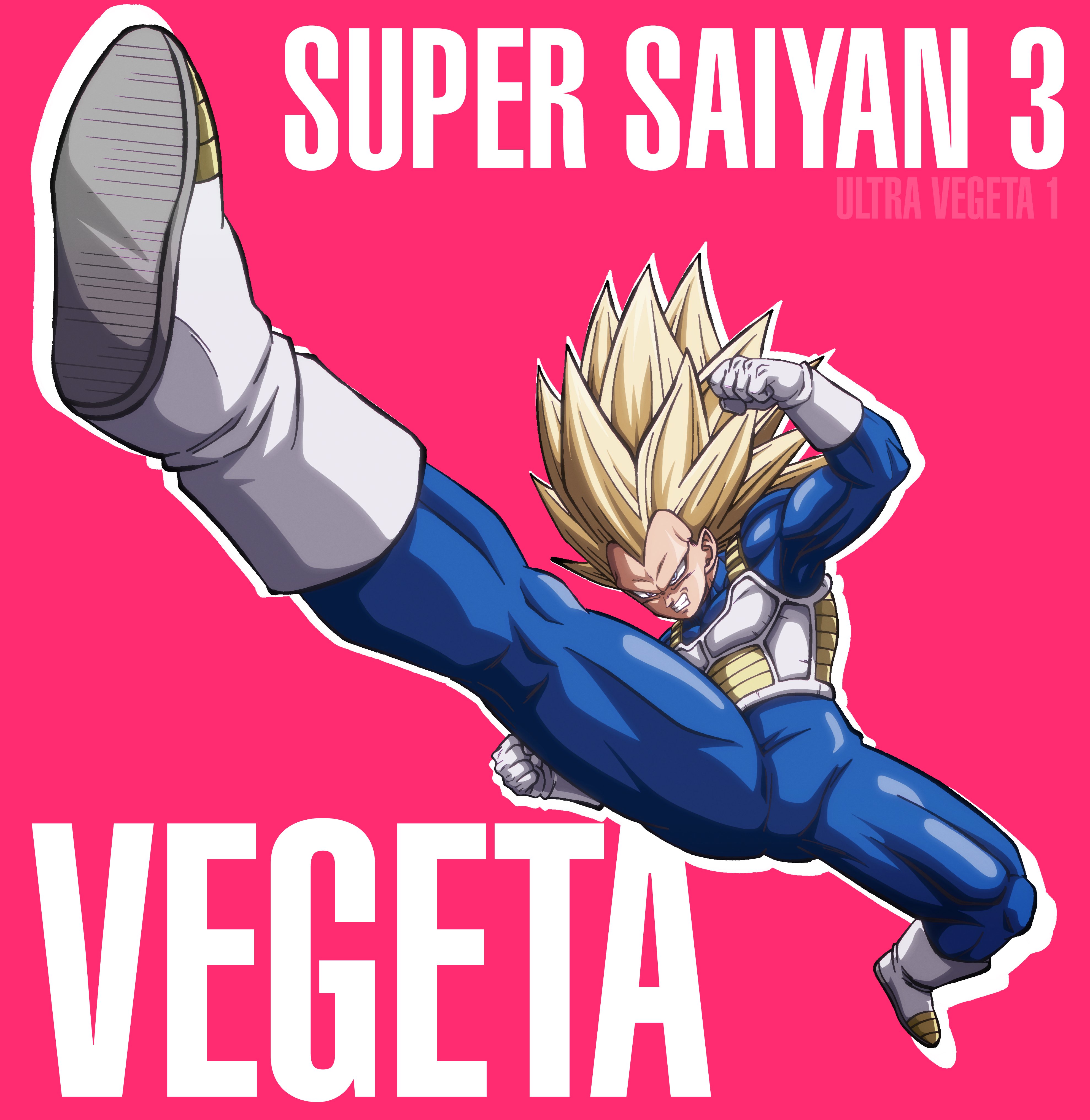 vegeta, dragon ball, dragon ball daima, absurdres, highres, 1boy, armor, art jake, blue bodysuit, bodysuit, boots, clenched hands, clenched teeth, full body, gloves, green eyes, kicking, long hair, no eyebrows, pink background, saiyan armor, simple background, solo, spiked hair, super saiyan, super saiyan 3, teeth, white armor, white boots, white gloves