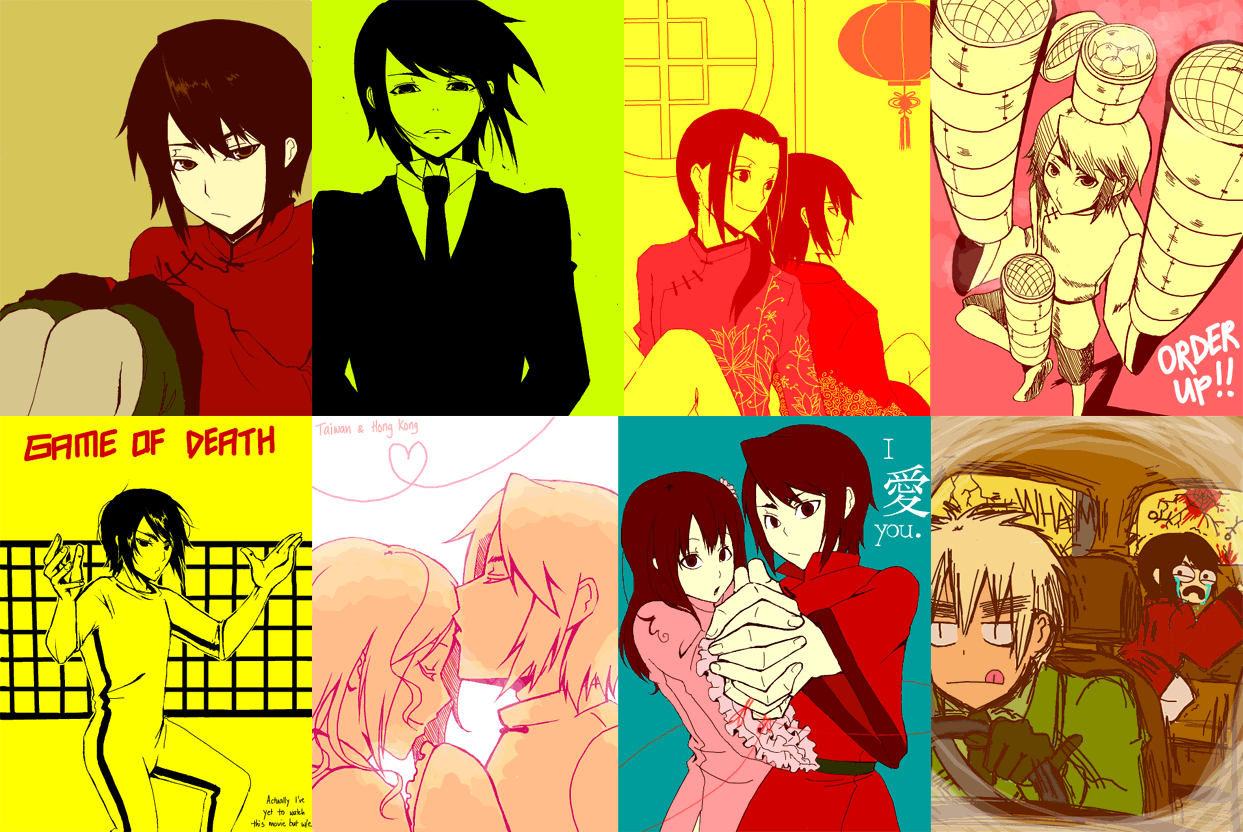 china (hetalia), hong kong (hetalia), taiwan (hetalia), axis powers hetalia, 3girls, 6+boys, dancing, england, food, formal clothes, multiple boys, multiple girls, parody, suit