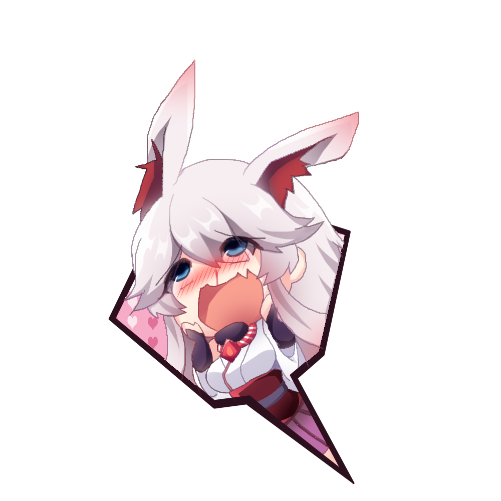 momoko nico, yae sakura, yae sakura (gyakushinn miko), honkai (series), honkai impact 3rd, 1girl, :d, animal ears, blood, blue eyes, blush, fang, fox ears, hands on own face, hugging object, long hair, long sleeves, nosebleed, open mouth, pillow, pillow hug, pink hair, skin fang, smile, solo, speech bubble, v-shaped eyebrows