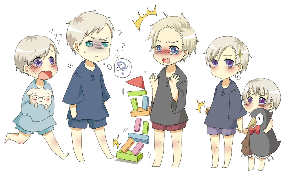 nordic, denmark (hetalia), finland (hetalia), hanatamago (hetalia), iceland (hetalia), norway (hetalia), sweden (hetalia), axis powers hetalia, bird, chibi, glasses, puffin, toy