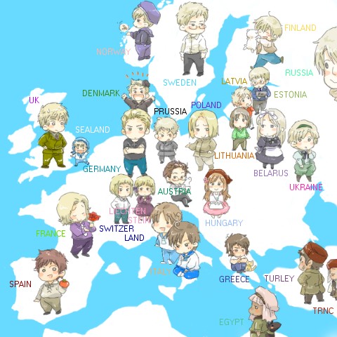 austria (hetalia), belarus (hetalia), denmark (hetalia), egypt (hetalia), estonia (hetalia), finland (hetalia), france (hetalia), germany (hetalia), greece (hetalia), hungary (hetalia), latvia (hetalia), liechtenstein (hetalia), lithuania (hetalia), northern italy (hetalia), norway (hetalia), poland (hetalia), prussia (hetalia), russia (hetalia), sealand (hetalia), southern italy (hetalia), spain (hetalia), sweden (hetalia), switzerland (hetalia), turkey (hetalia), ukraine (hetalia), united kingdom (hetalia), axis powers hetalia, lowres, europe, map