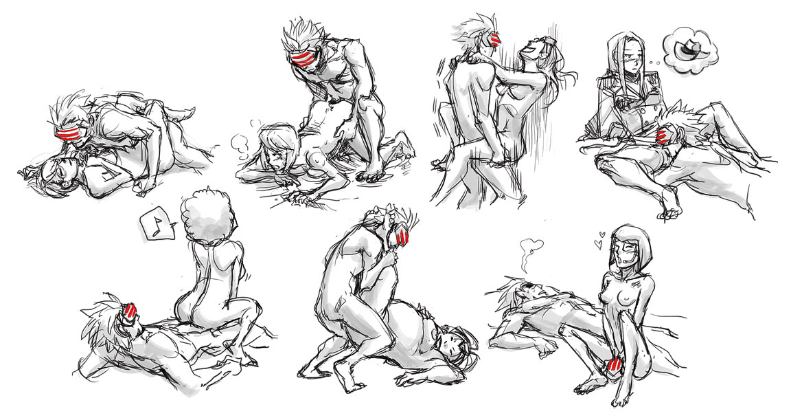 drawfag, adrian andrews, desiree delite, franziska von karma, godot (ace attorney), lana skye, lisa basil, lotta hart, plum kitaki, ace attorney, capcom, 1boy, 6+girls, collage, monochrome, multiple girls, sequential, sex, sketch, vaginal