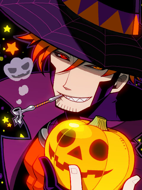 bantrain, togatsuko, gambit, marvel, x-men, 10s, facial hair, halloween, male focus, red eyes, smoke, smoking pipe, stubble