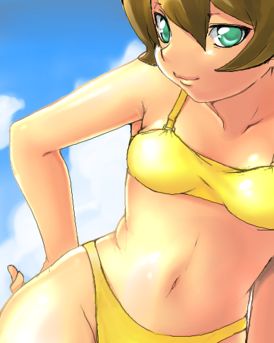 mars (pokemon), nintendo, pokemon, lowres, 1girl, bikini, female focus, solo, swimsuit, team galactic