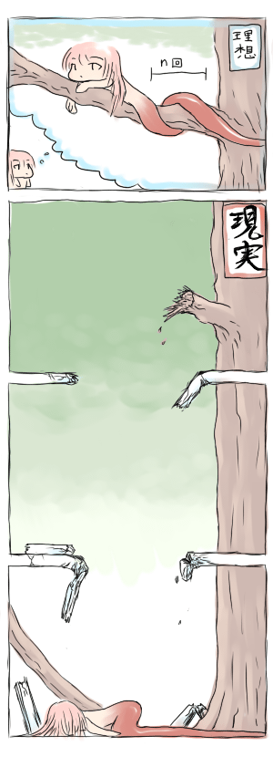 translated, 1girl, 4koma, comic, falling, fourth wall, imagining, lamia, monster girl