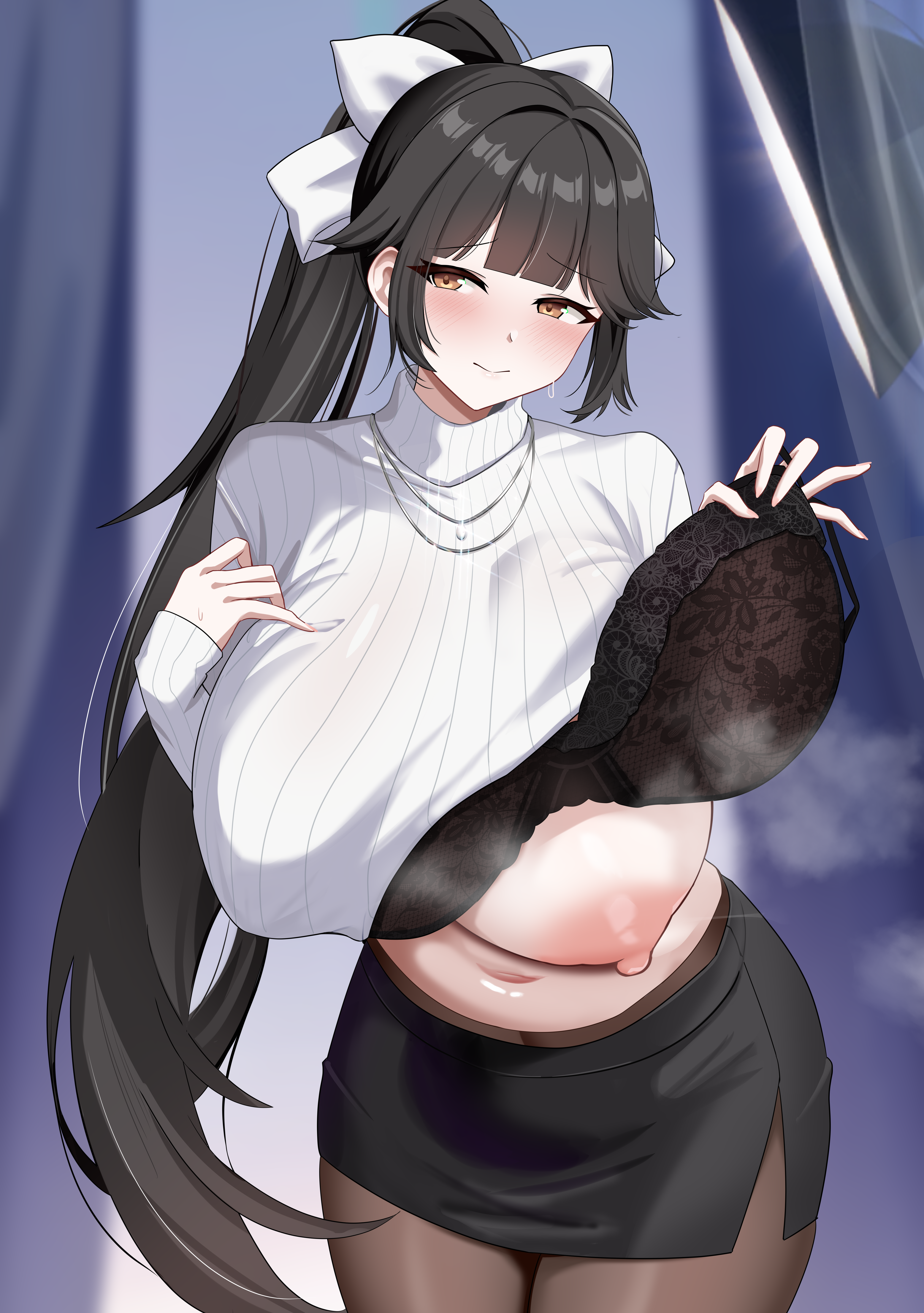 hci+, takao (azur lane), azur lane, absurdres, commentary request, highres, breasts, huge breasts, nipples, undressing