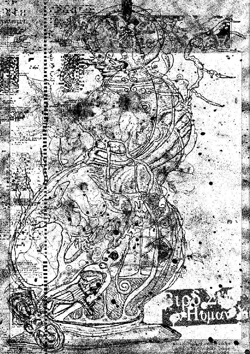 hornchameleon, touhou, abstract, female focus, fetus, greyscale, monochrome, no humans, spell card, surreal