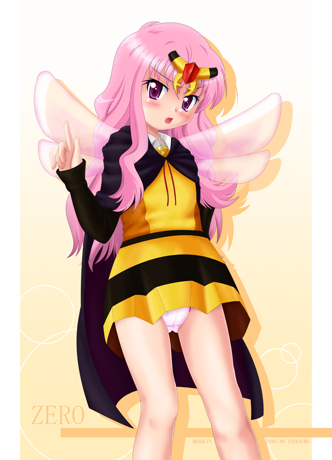 aoi kanan, louise francoise le blanc de la valliere, vespiquen, nintendo, pokemon, zero no tsukaima, 1girl, cosplay, gen 4 pokemon, personification, pink hair