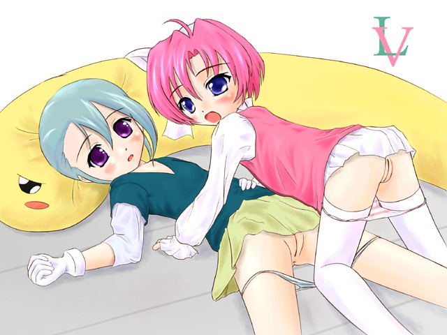 lumiere (kiddy grade), viola (kiddy grade), kiddy grade, 00s, 2girls, kodomo doushi, loli, multiple girls, poorly drawn, pussy, yuri