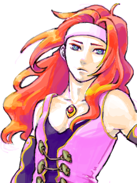 zelos wilder, tales of (series), tales of symphonia, 00s, 1boy, blue eyes, headband, long hair, male focus, oekaki, red hair, simple background, solo, white background