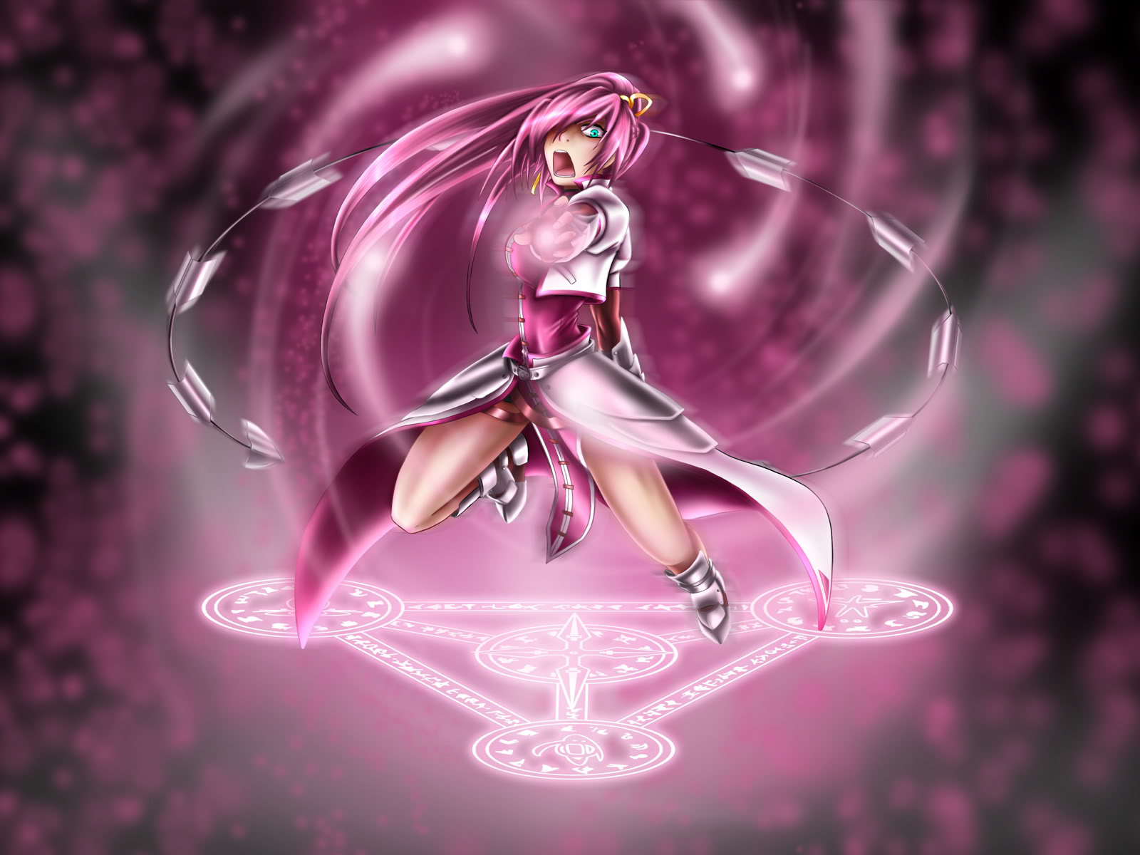 signum, lyrical nanoha, mahou shoujo lyrical nanoha, mahou shoujo lyrical nanoha a's, mahou shoujo lyrical nanoha strikers, highres, tagme, 00s, green eyes, long hair, magic circle, pink hair