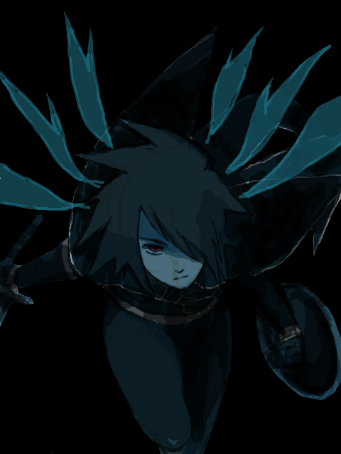 kratos aurion, tales of (series), tales of symphonia, 00s, 1boy, male focus, oekaki, red eyes, shield, short hair, solo, sword, weapon, wings