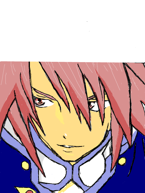 kratos aurion, tales of (series), tales of symphonia, 00s, 1boy, male focus, oekaki, red eyes, red hair, short hair, solo
