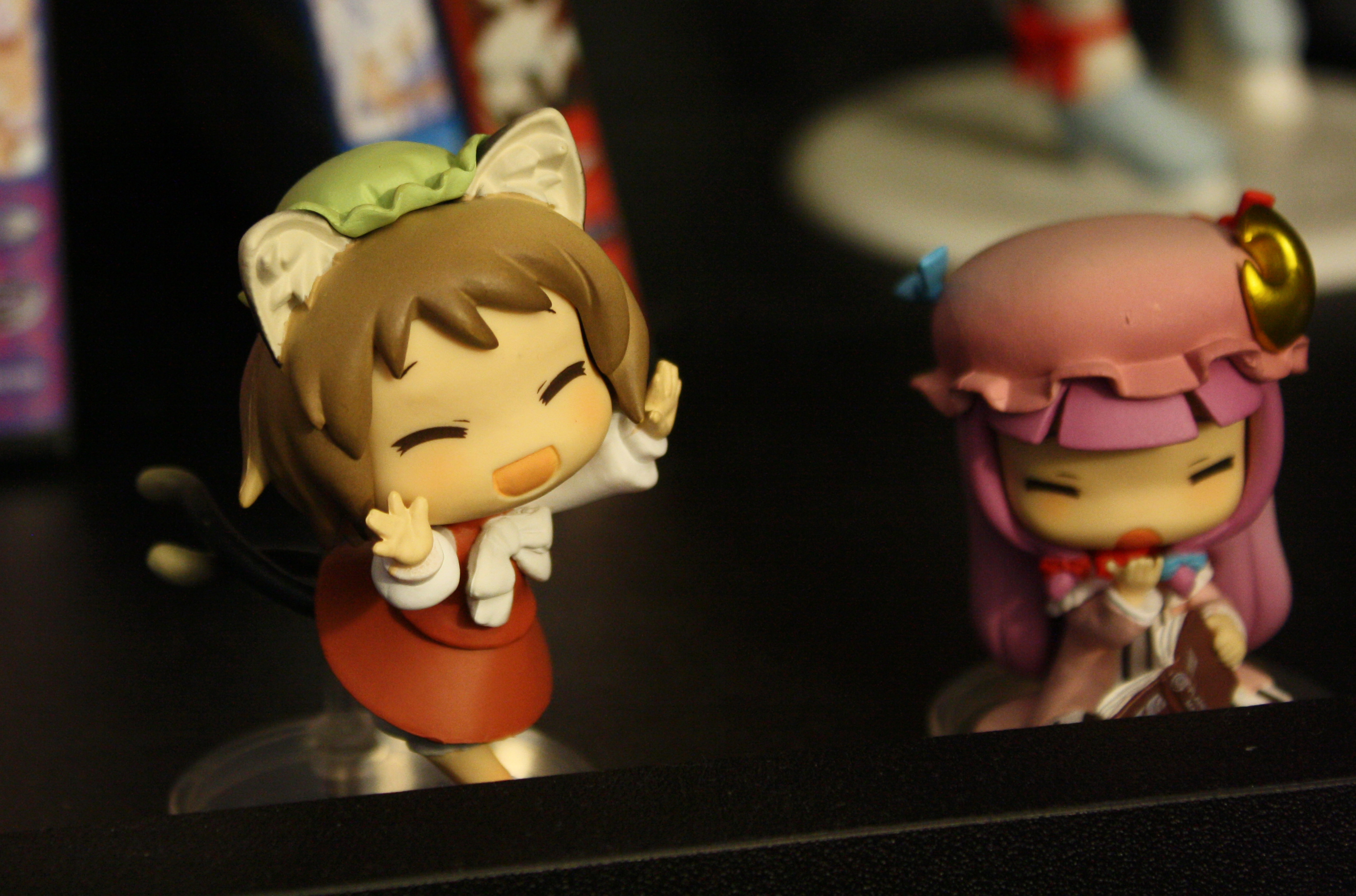 mota, chen, patchouli knowledge, touhou, highres, non-web source, photo (medium), animal ears, cat ears, cat girl, chibi, closed eyes, female focus, figure, figure (medium)