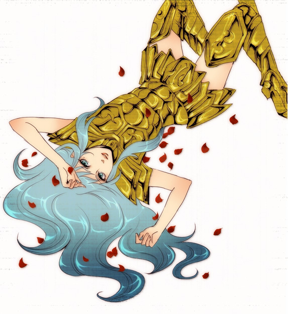 pisces aphrodite, saint seiya, tagme, armor, blue hair, gold armor, male focus