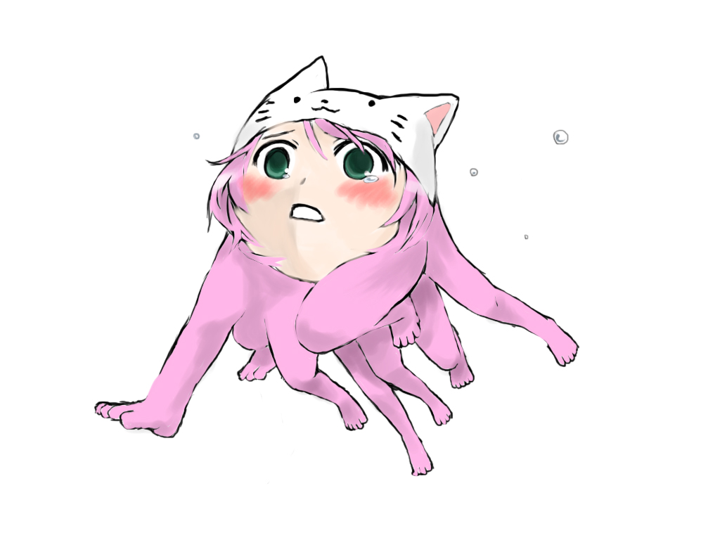 mayonaka niji sugi, megurine luka, megurine luka (toeto), shiteyan'yo, takoluka, toeto (vocaloid), vocaloid, blush, legs, no humans, parody, tears, what